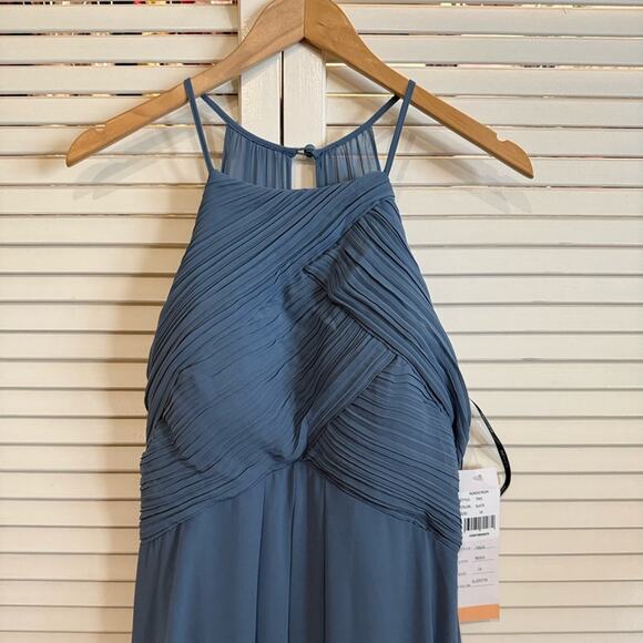 NWT NEW LEVKOFF Bridesmaid Dress Style 7001 Slate Chiffon - Picture 3 of 8